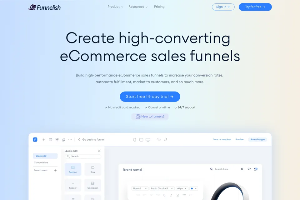 Aperçu de la landing page