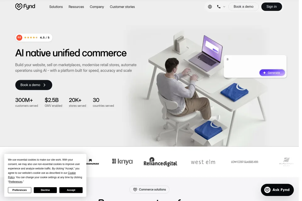 Aperçu de la landing page