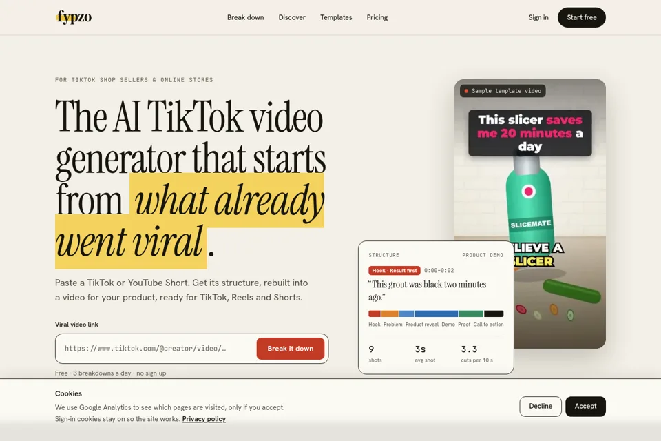 Aperçu de la landing page