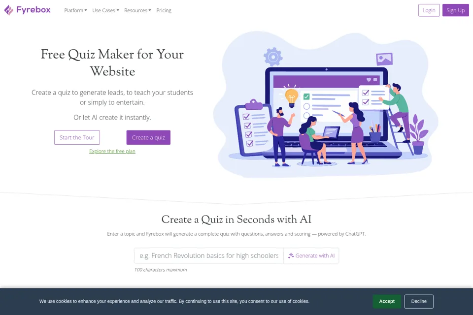 Aperçu de la landing page