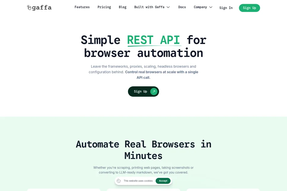 Aperçu de la landing page