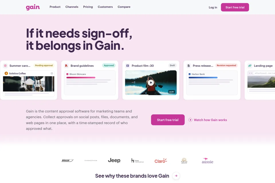 Aperçu de la landing page