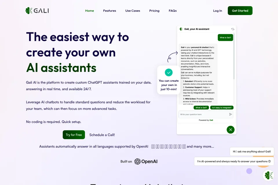 Aperçu de la landing page