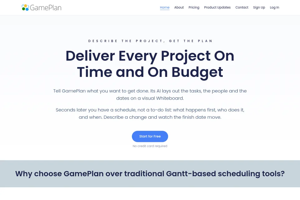 Aperçu de la landing page