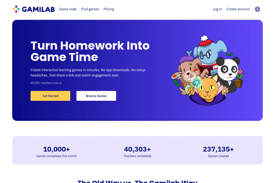 Aperçu de la landing page