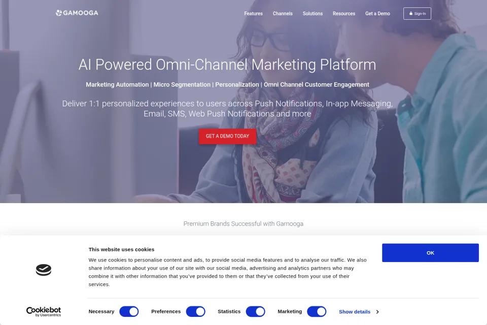 Aperçu de la landing page