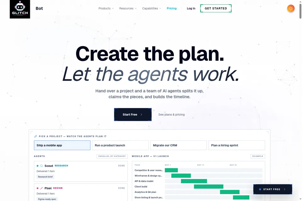 Aperçu de la landing page