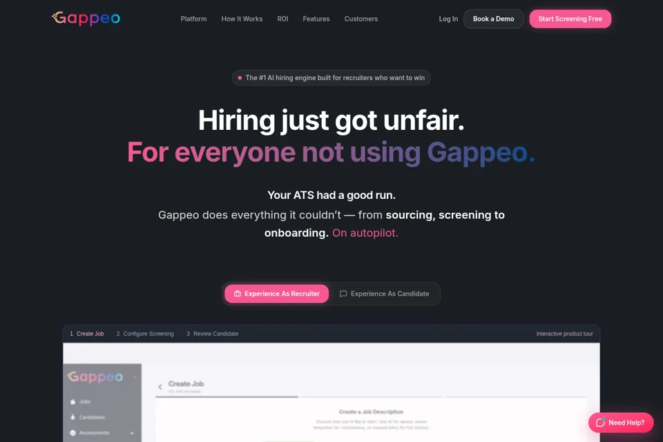 Aperçu de la landing page