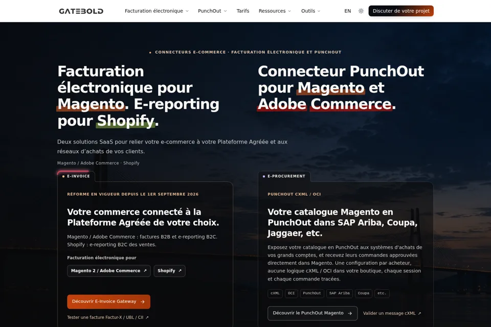 Aperçu de la landing page