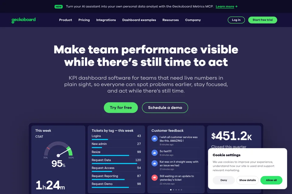 Aperçu de la landing page
