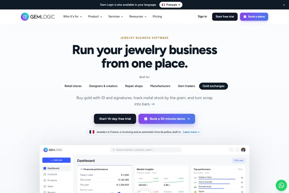 Aperçu de la landing page