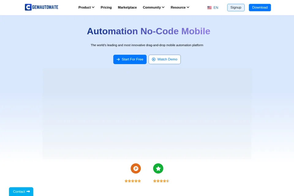 Aperçu de la landing page