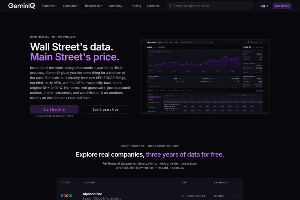 Aperçu de la landing page