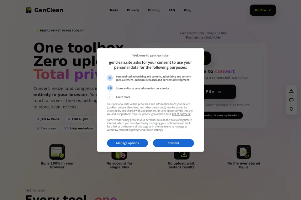Aperçu de la landing page
