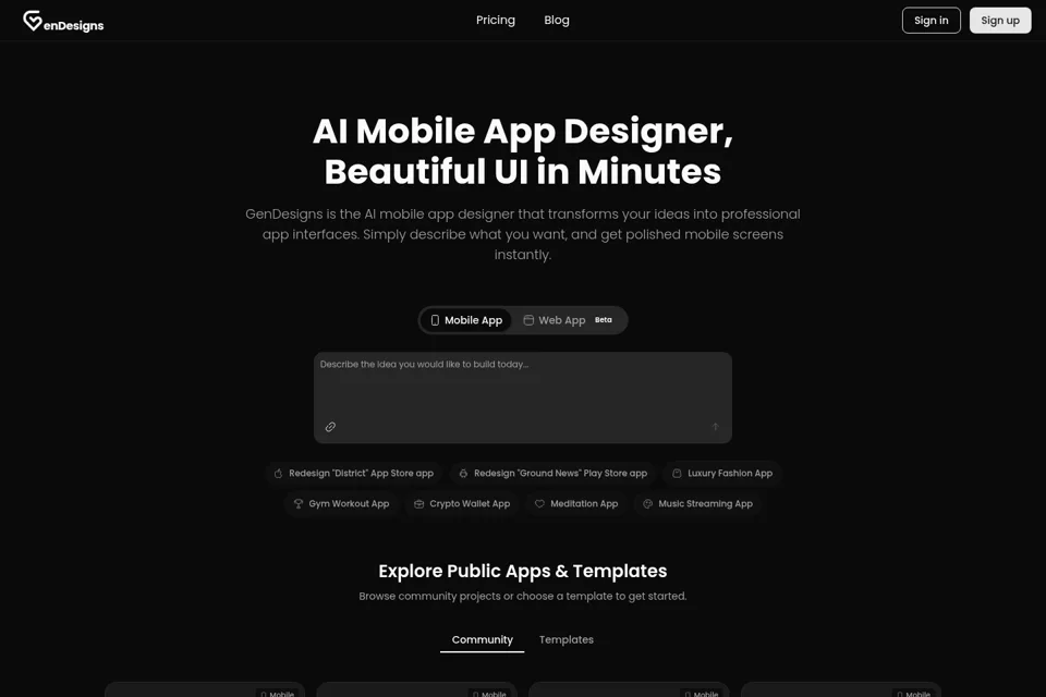 Aperçu de la landing page