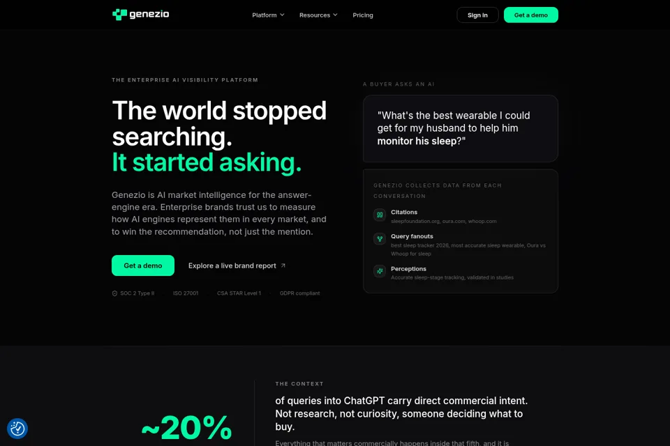 Aperçu de la landing page
