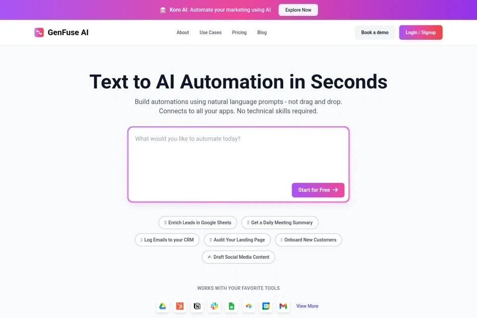 Aperçu de la landing page