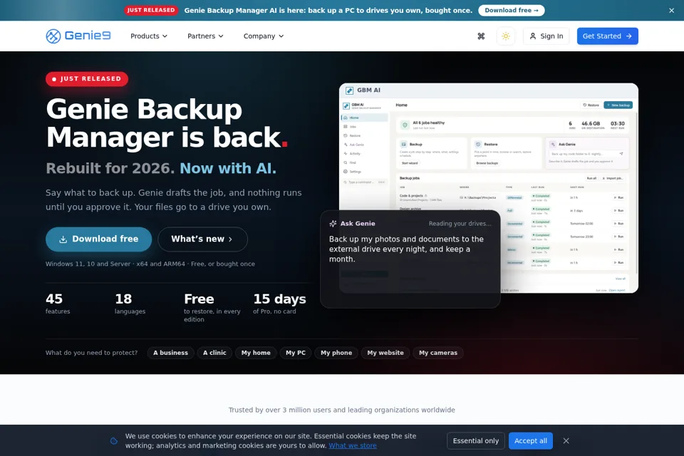 Aperçu de la landing page
