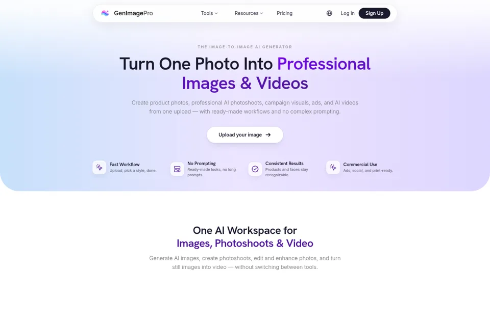 Aperçu de la landing page