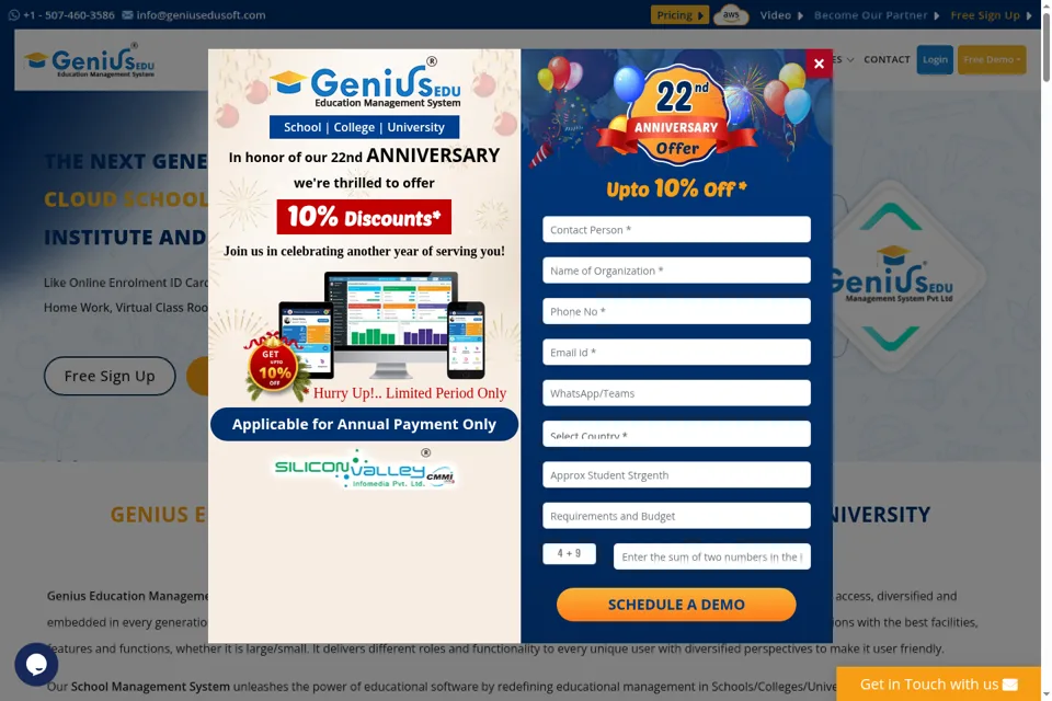 Aperçu de la landing page