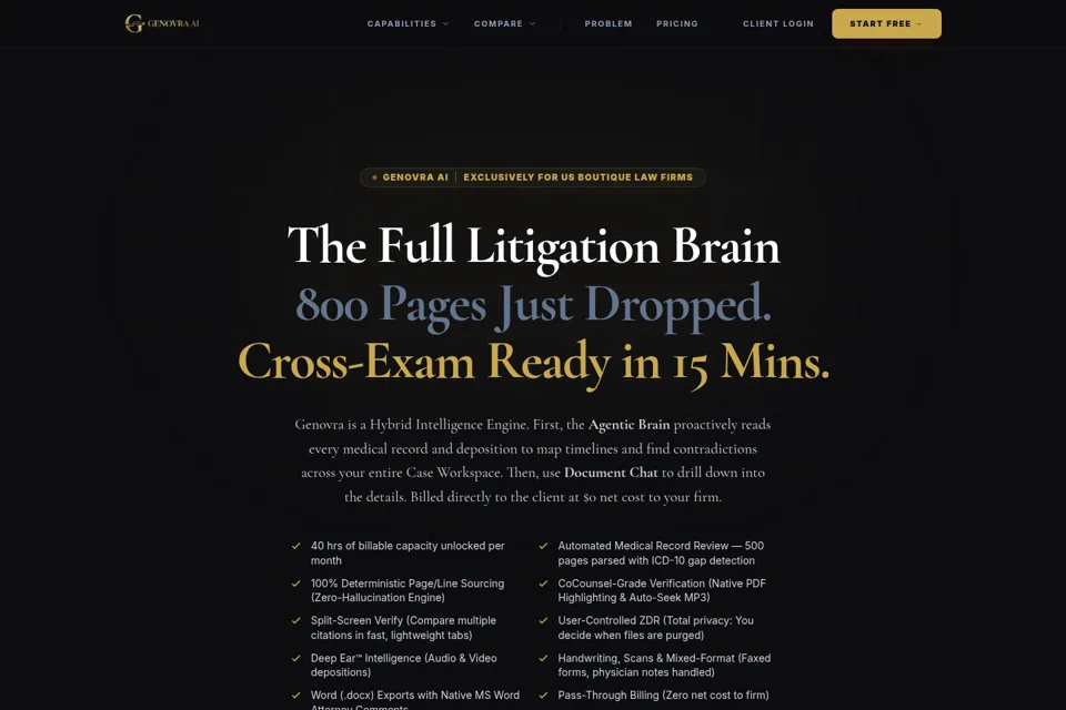 Aperçu de la landing page