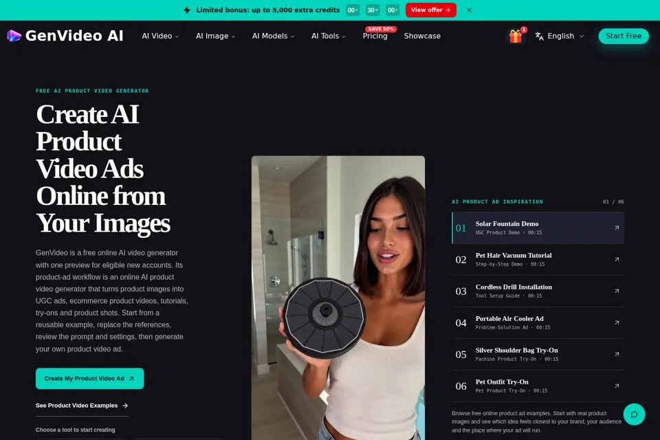 Aperçu de la landing page