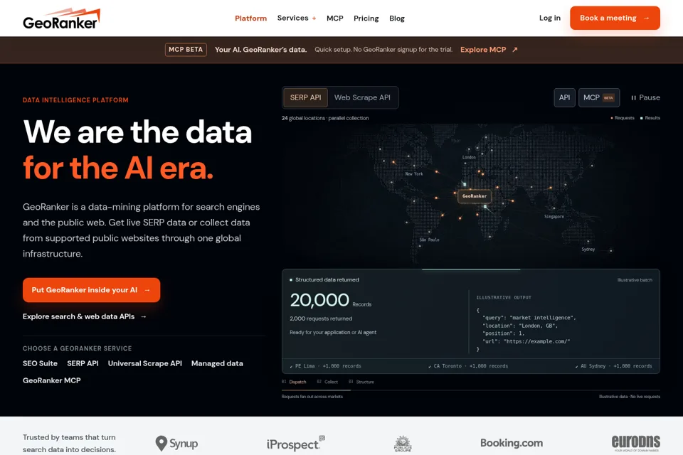 Aperçu de la landing page