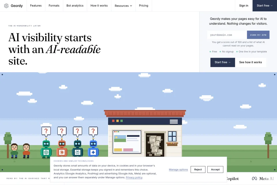 Aperçu de la landing page