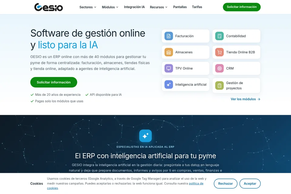 Aperçu de la landing page