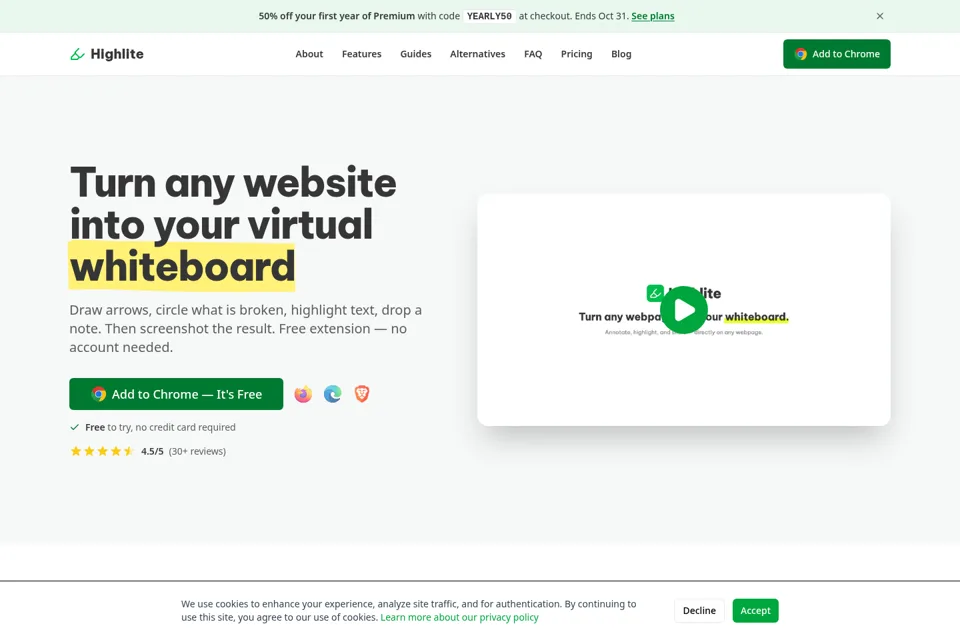 Aperçu de la landing page