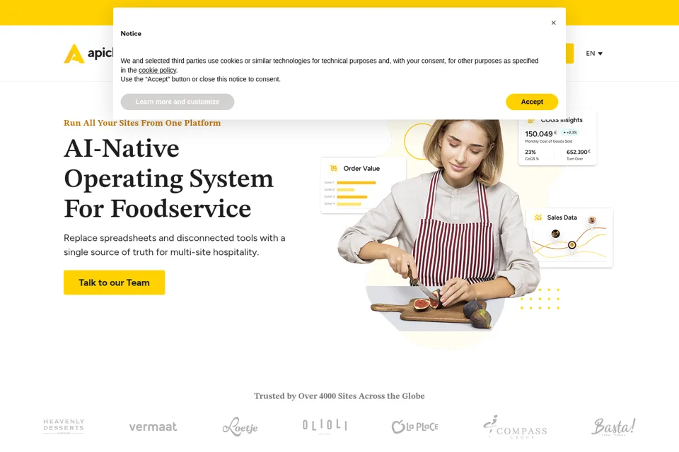 Aperçu de la landing page