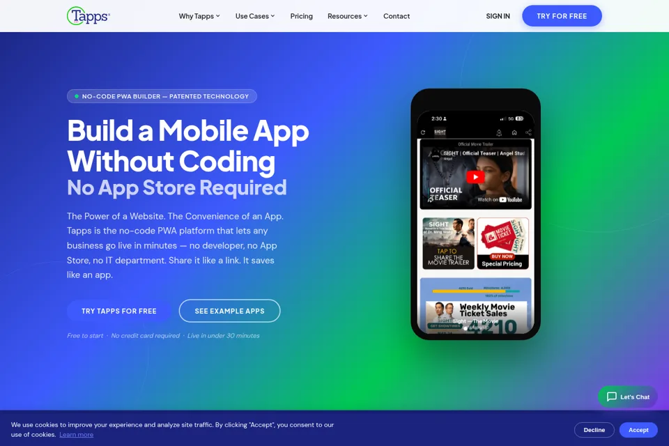 Landing page preview