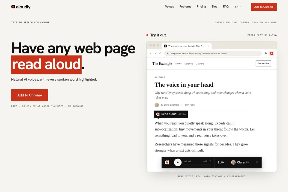Aperçu de la landing page