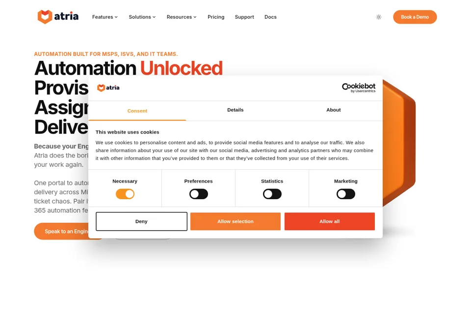 Aperçu de la landing page