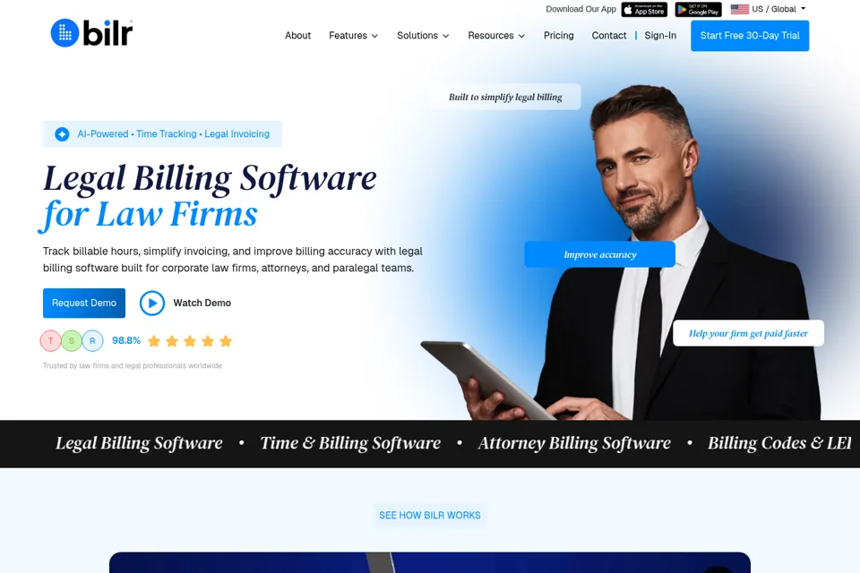 Aperçu de la landing page