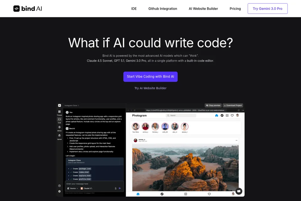 Aperçu de la landing page