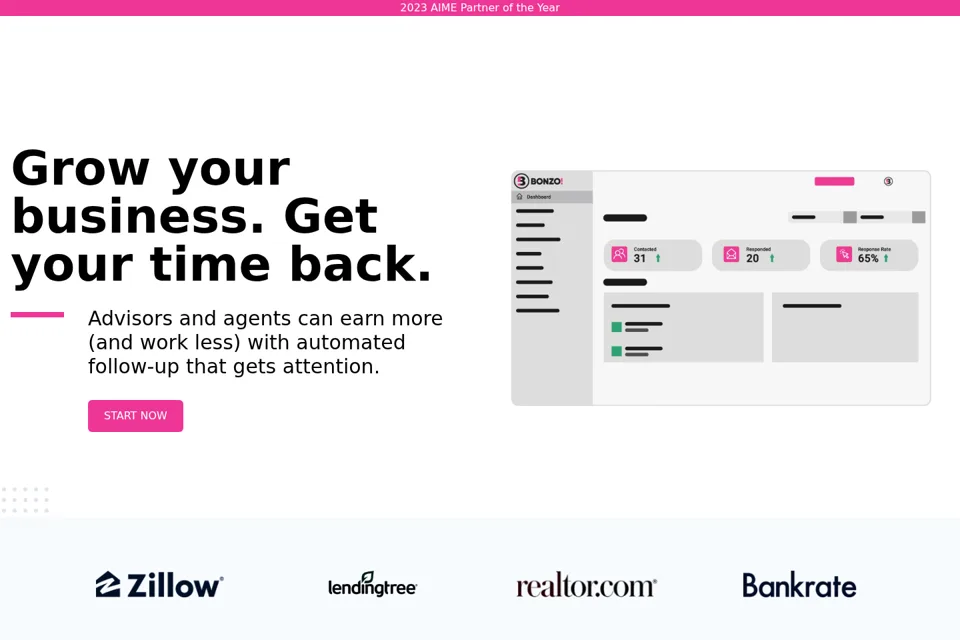 Aperçu de la landing page