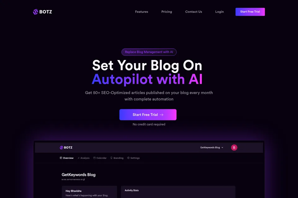 Aperçu de la landing page