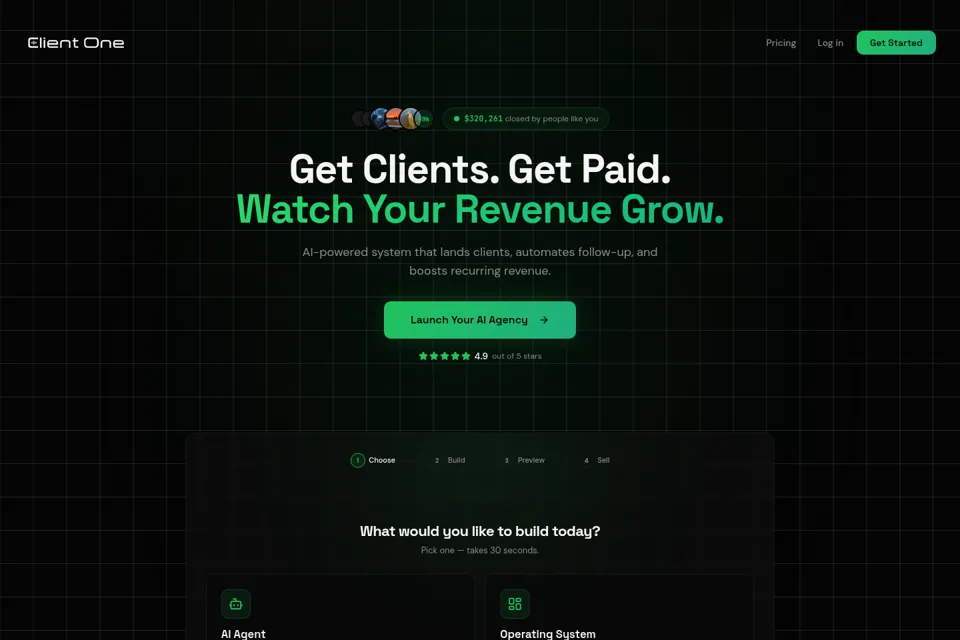Aperçu de la landing page