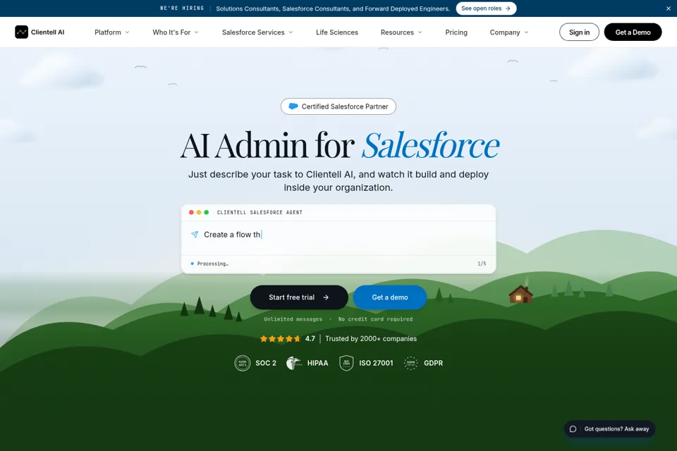 Aperçu de la landing page