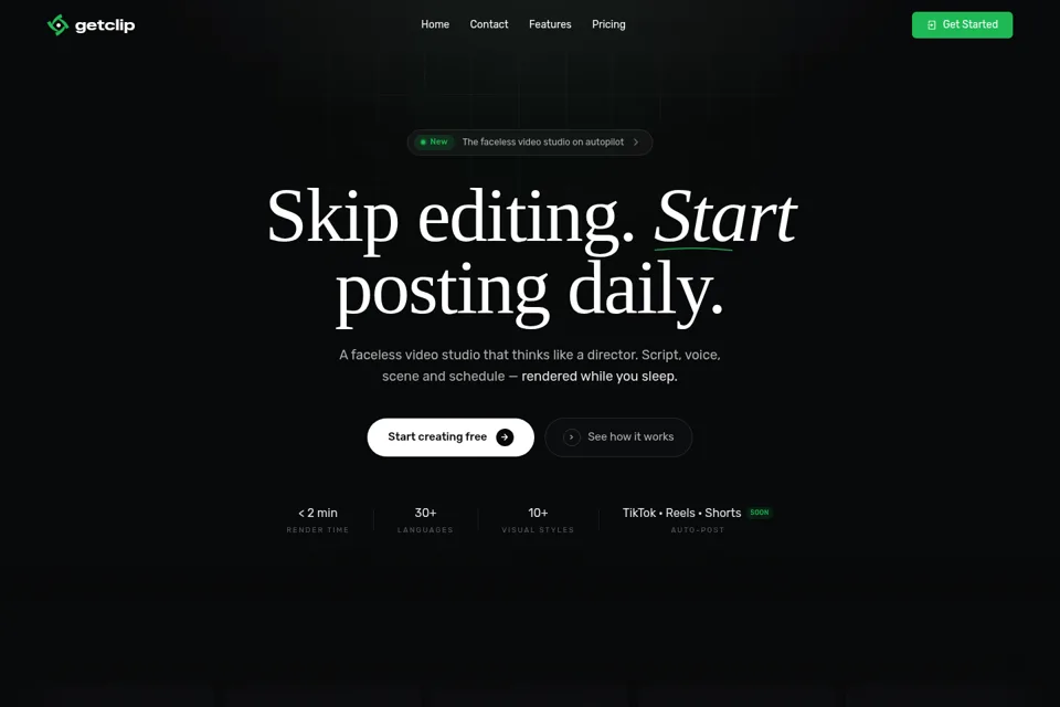Aperçu de la landing page