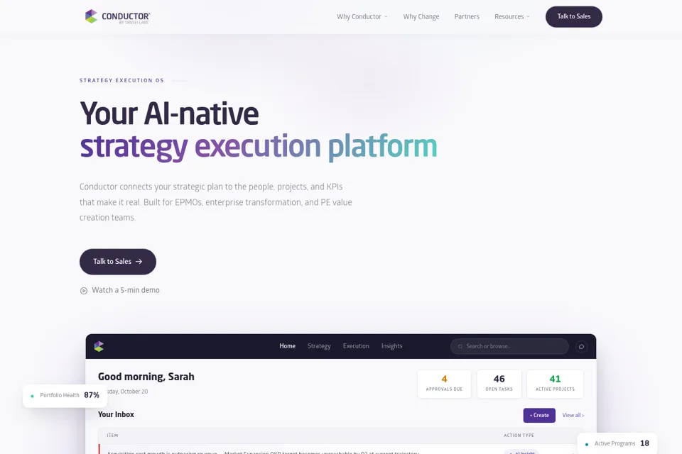 Aperçu de la landing page