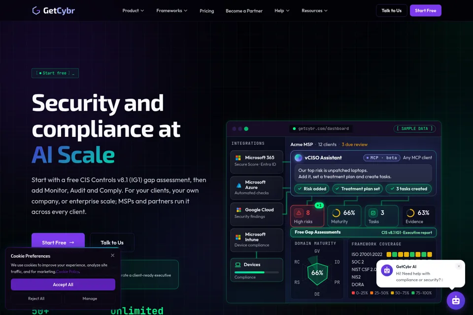 Aperçu de la landing page
