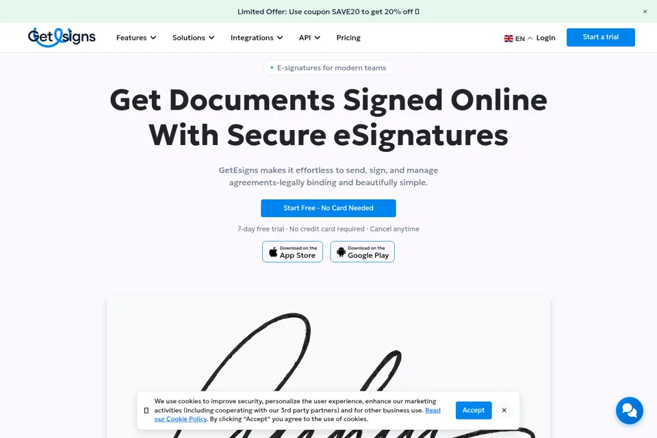Aperçu de la landing page