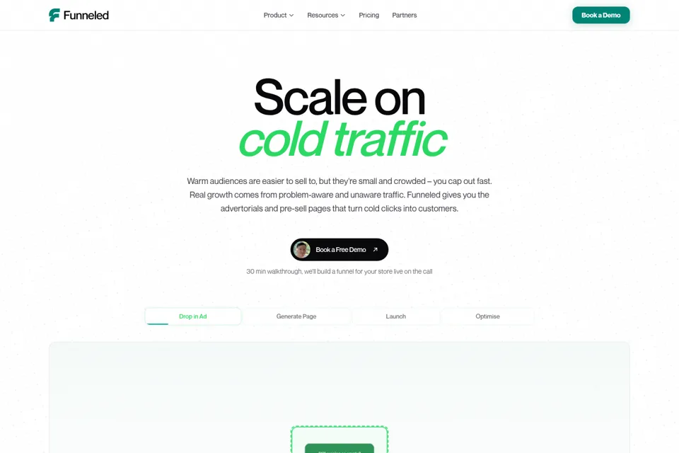 Aperçu de la landing page