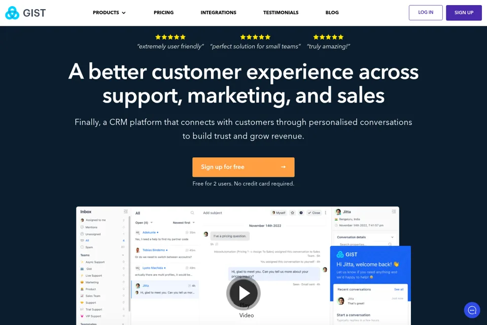 Aperçu de la landing page