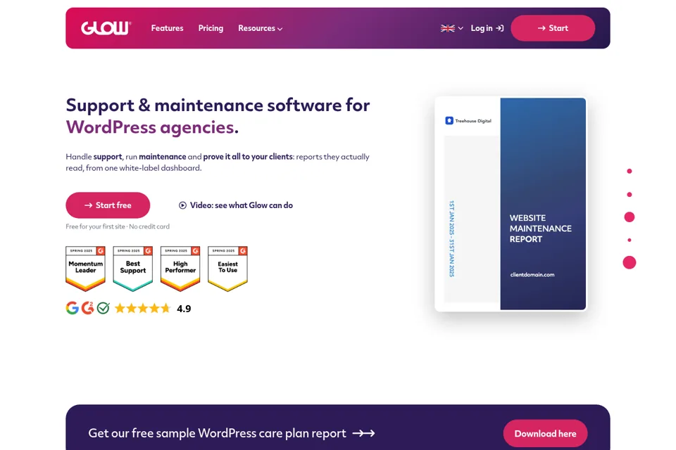 Aperçu de la landing page