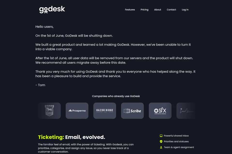Aperçu de la landing page