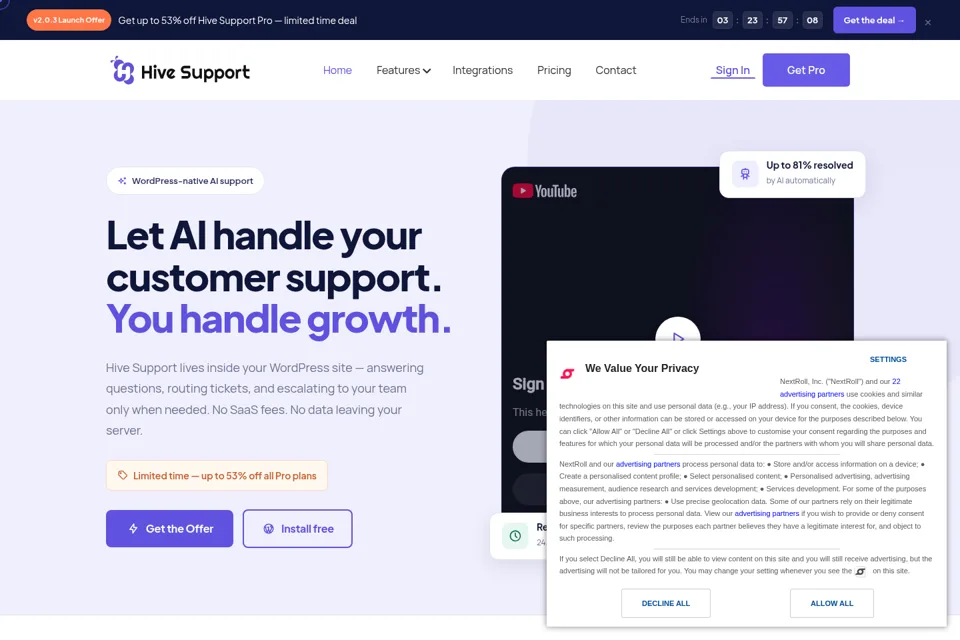 Aperçu de la landing page
