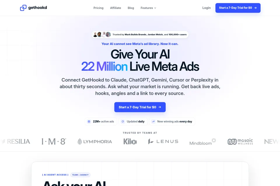 Aperçu de la landing page